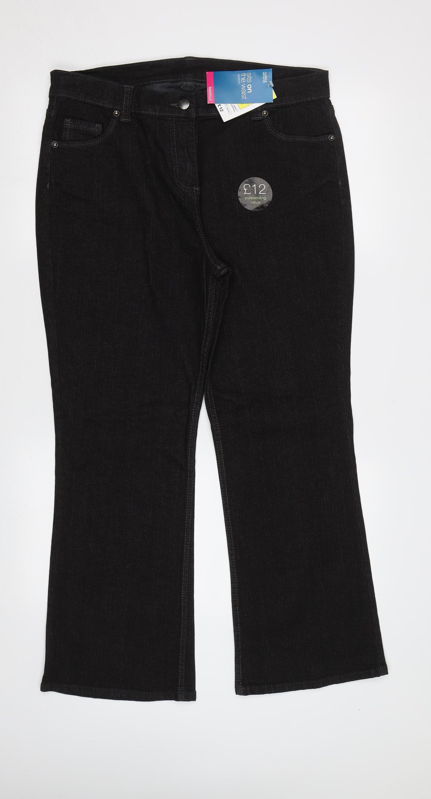 M&S Womens Black   Bootcut Jeans Size 16 L30 in