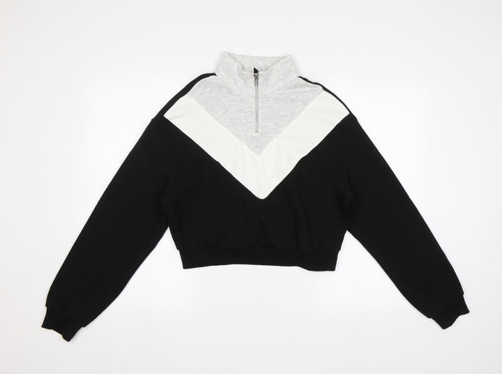 H&M Womens Black Striped Pullover Sweatshirt Size S