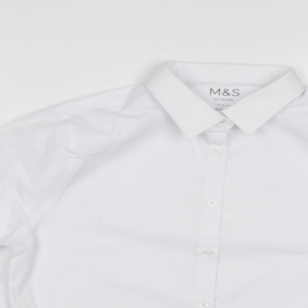 M&S Boys White   Basic Button-Up Size 14-15 Years