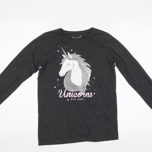 Primark Girls Grey   Top Pyjama Top Size 12 Years  - Unicorn