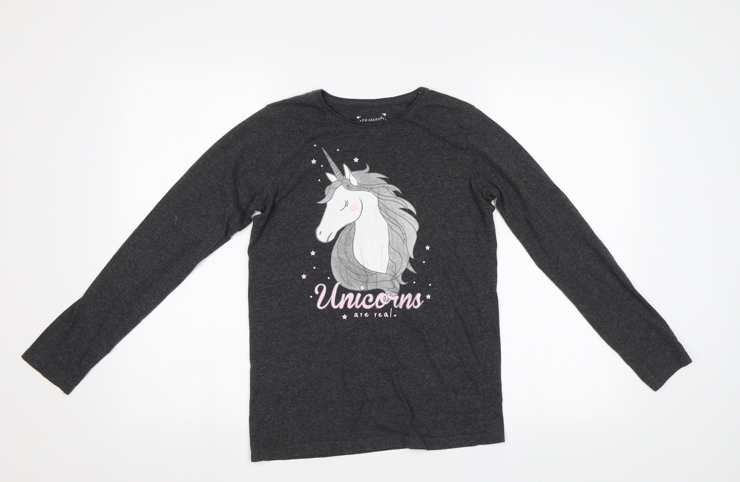 Primark Girls Grey   Top Pyjama Top Size 12 Years  - Unicorn