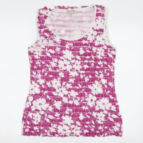 Soon Womens Purple Floral  Basic Tank Size 14