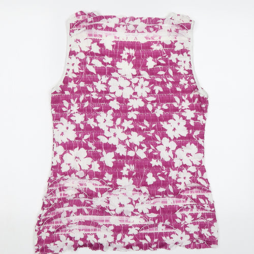 Soon Womens Purple Floral  Basic Tank Size 14