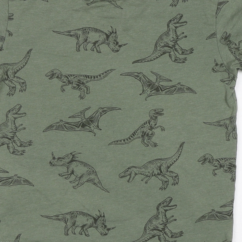 Primark Boys Green   Basic T-Shirt Size 5-6 Years  - Dinosaur Print