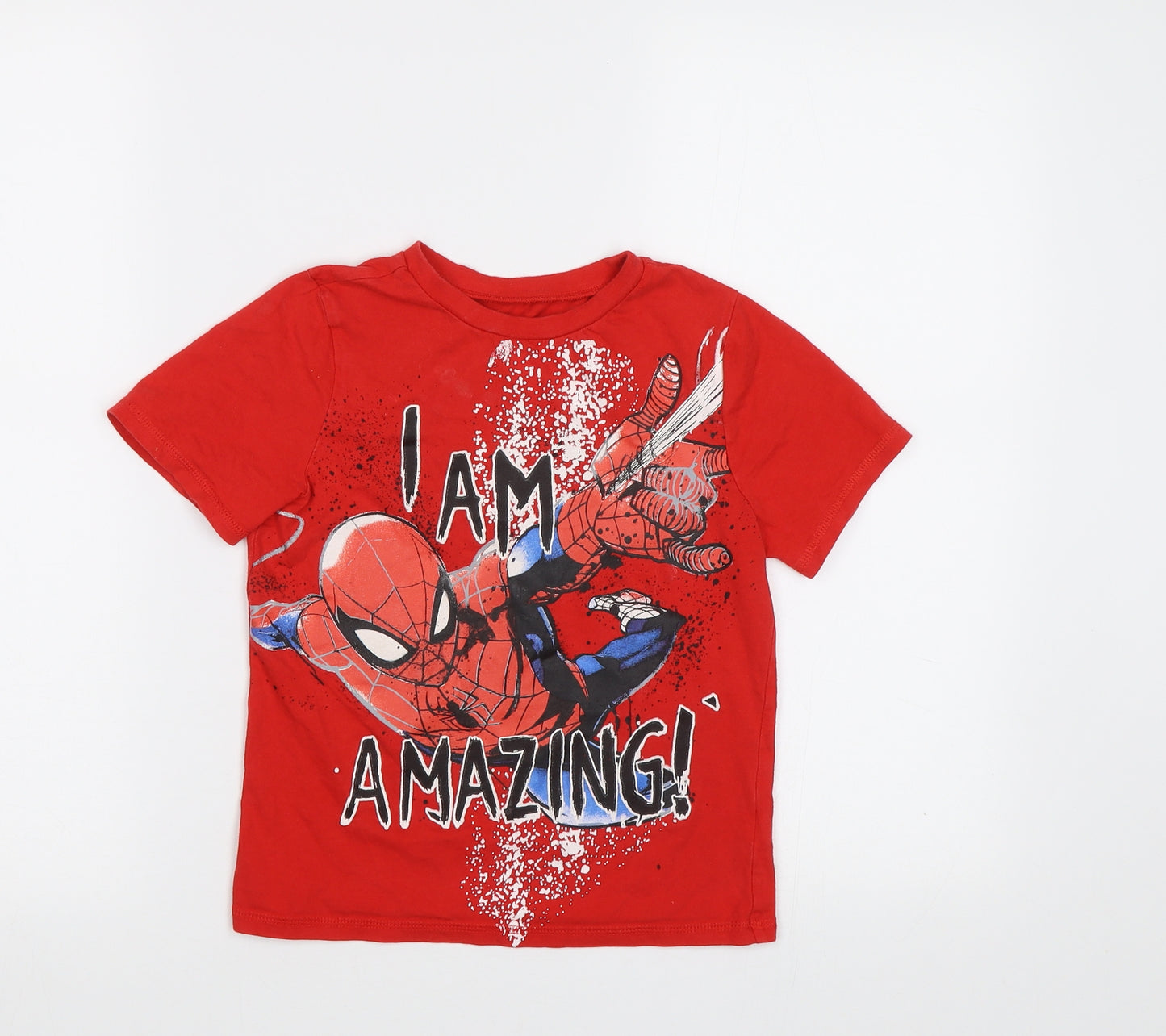 George Boys Red   Basic T-Shirt Size 6-7 Years  - Spider Man