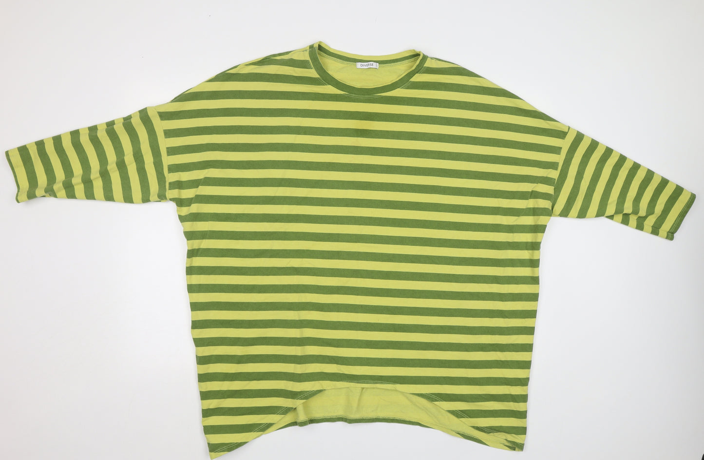 Diverse Womens Green Striped  Pullover Sweatshirt Size 3XL