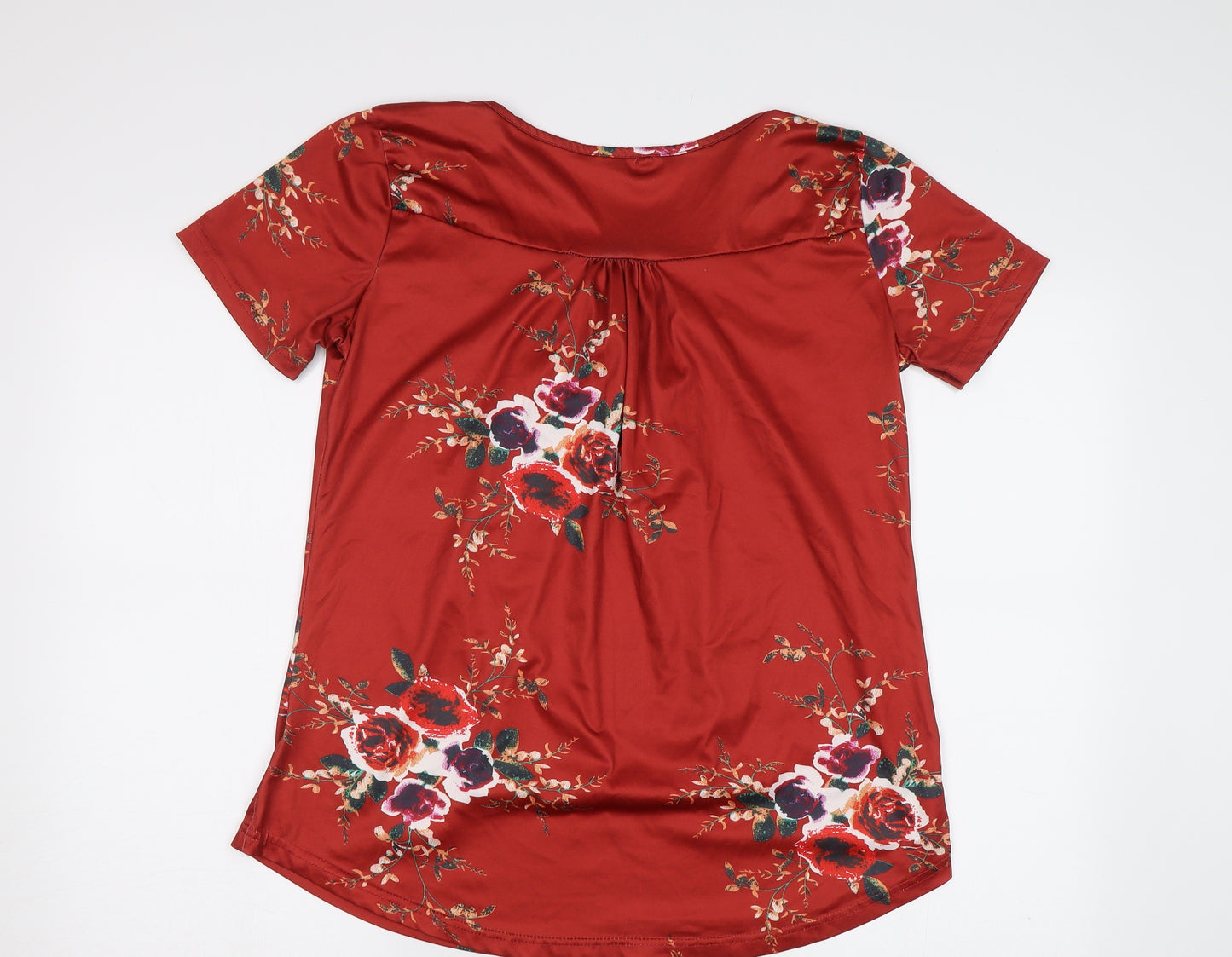 Preworn Womens Brown Floral  Basic Blouse Size L