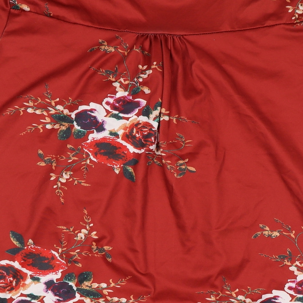 Preworn Womens Brown Floral  Basic Blouse Size L