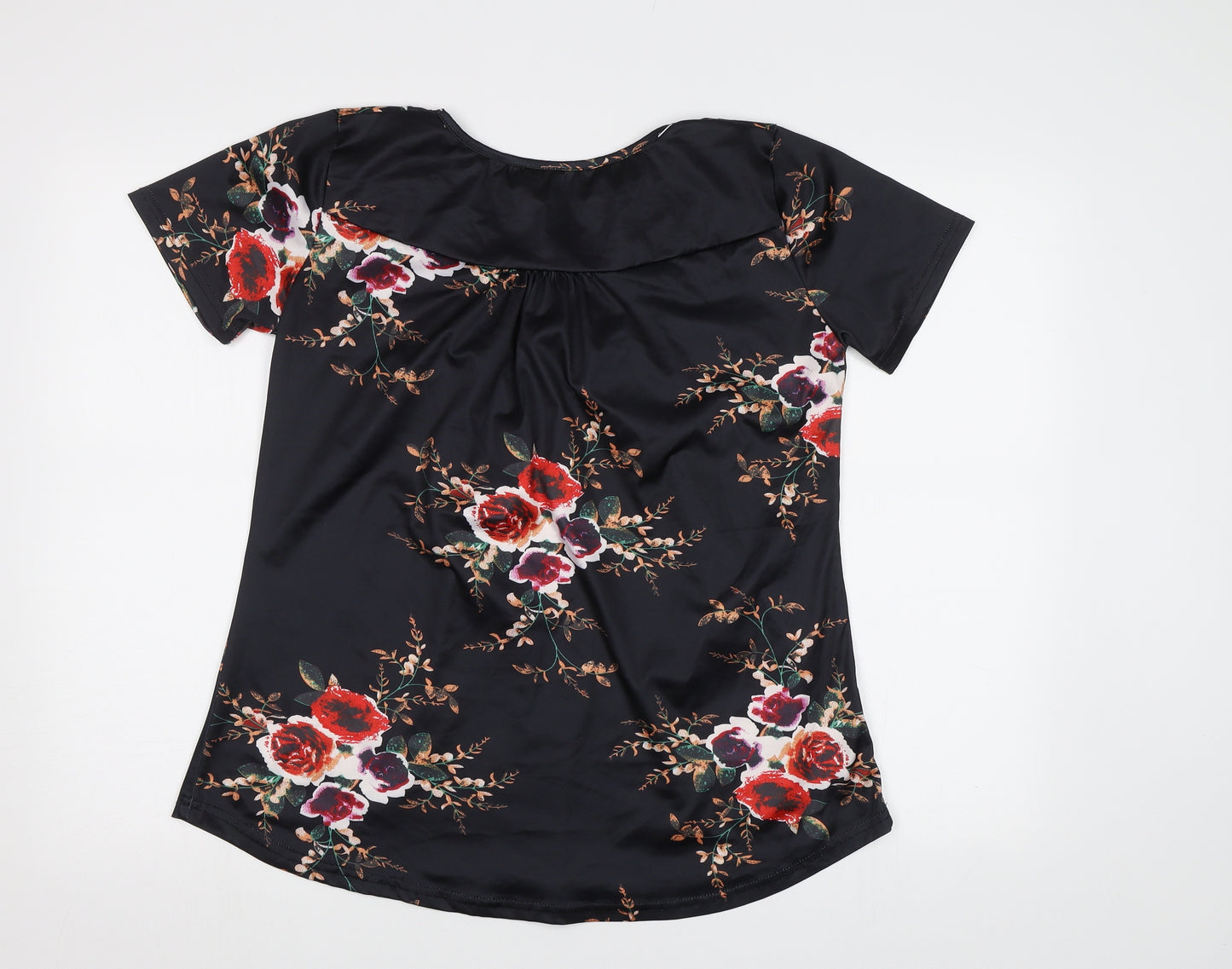 Preworn Womens Black Floral  Basic Blouse Size L