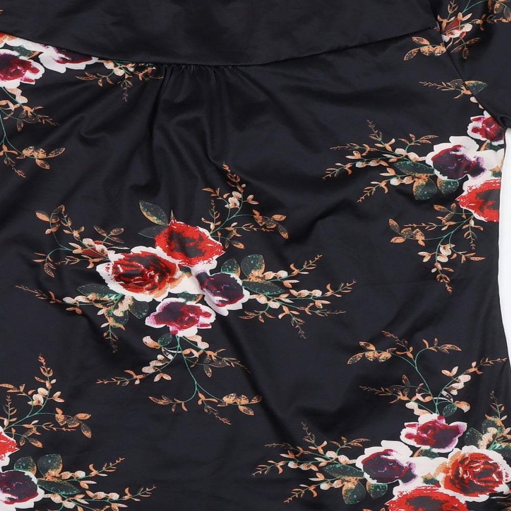 Preworn Womens Black Floral  Basic Blouse Size L