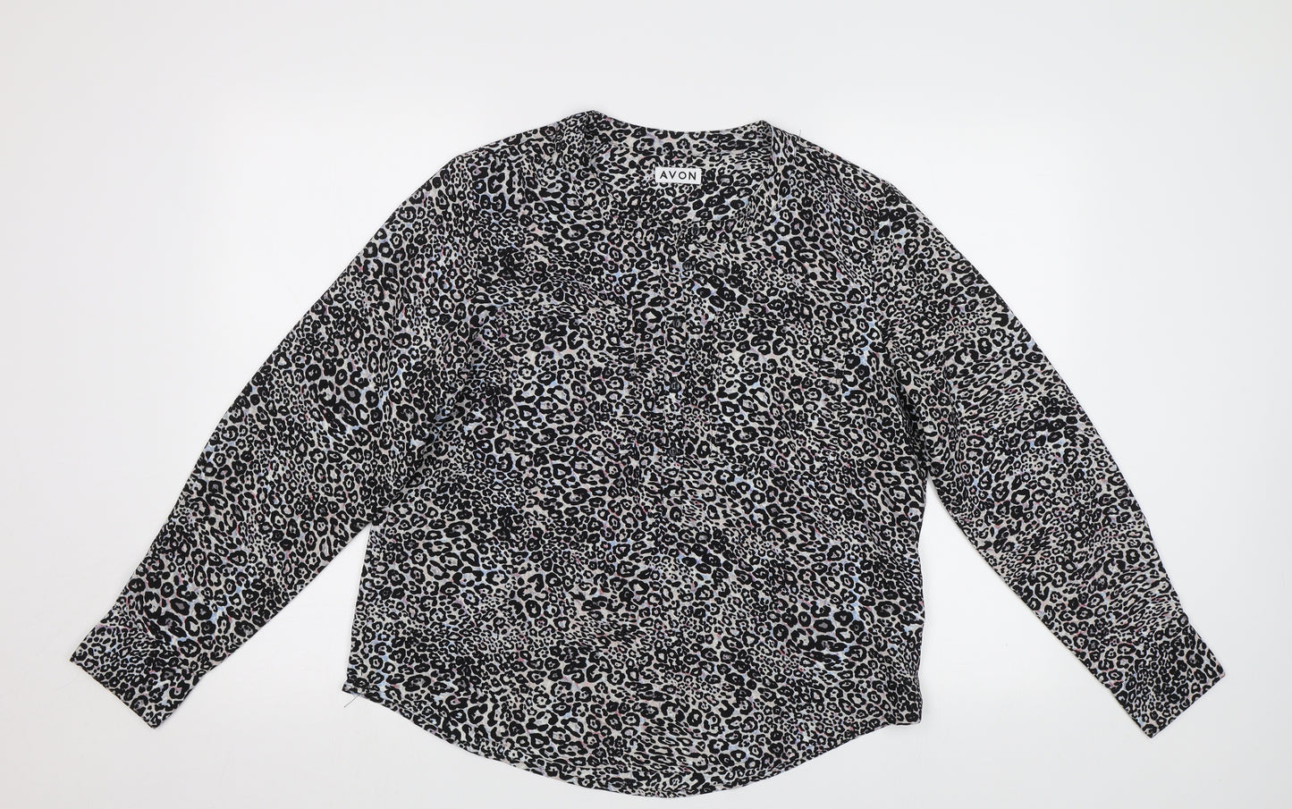 Avon Womens Grey Animal Print  Basic Blouse Size 18