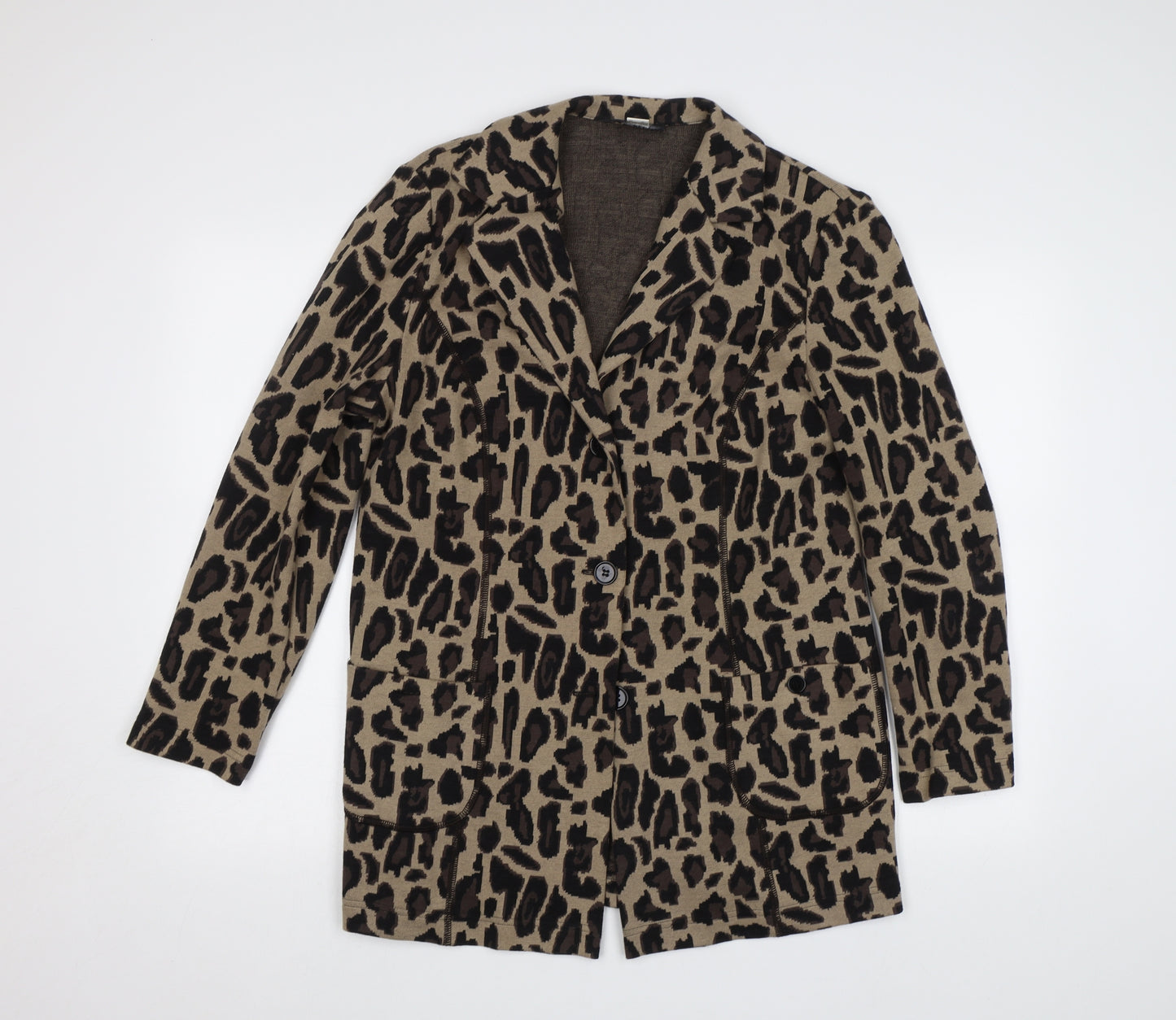 Habella Womens Beige Animal Print  Jacket Blazer Size 16