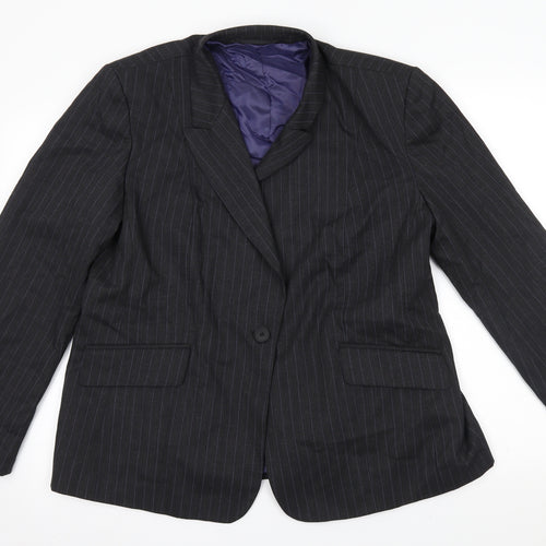 Preworn Womens Grey Striped  Jacket Blazer Size 18