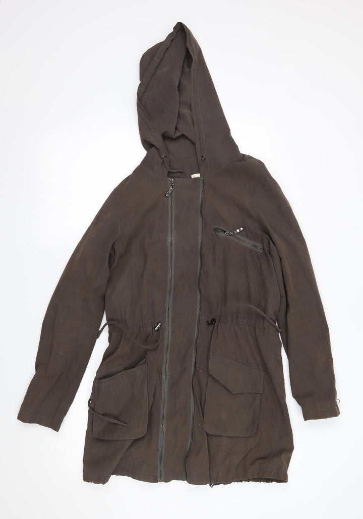 Linea Womens Brown Overcoat Coat Size 10