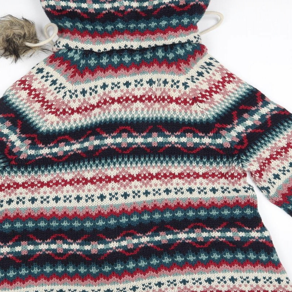 Falmer Womens Red Fair Isle   Coatigan Size 16