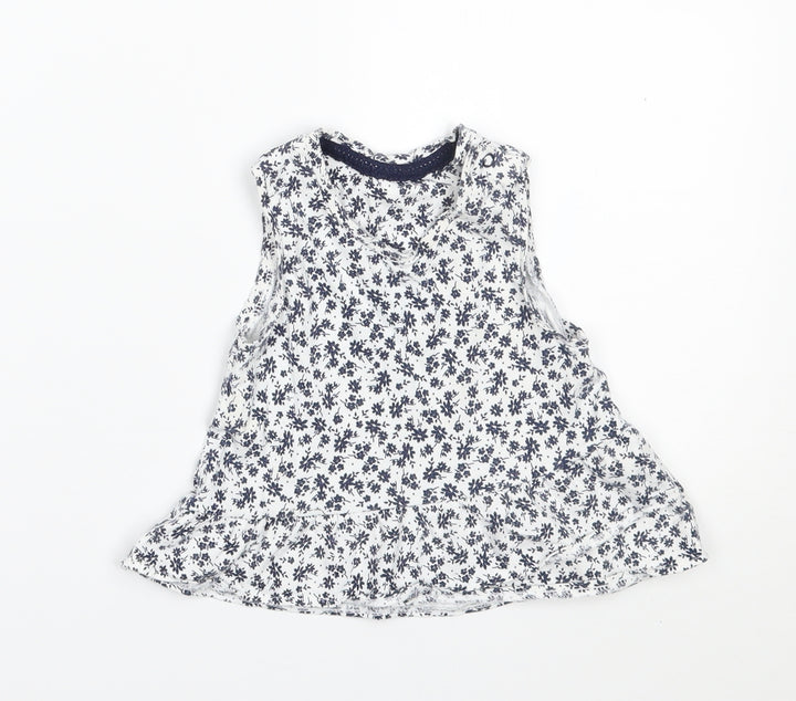 Mothercare Girls Grey Floral  Basic Blouse Size 12-18 Months