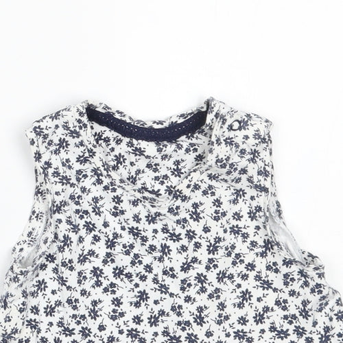 Mothercare Girls Grey Floral  Basic Blouse Size 12-18 Months