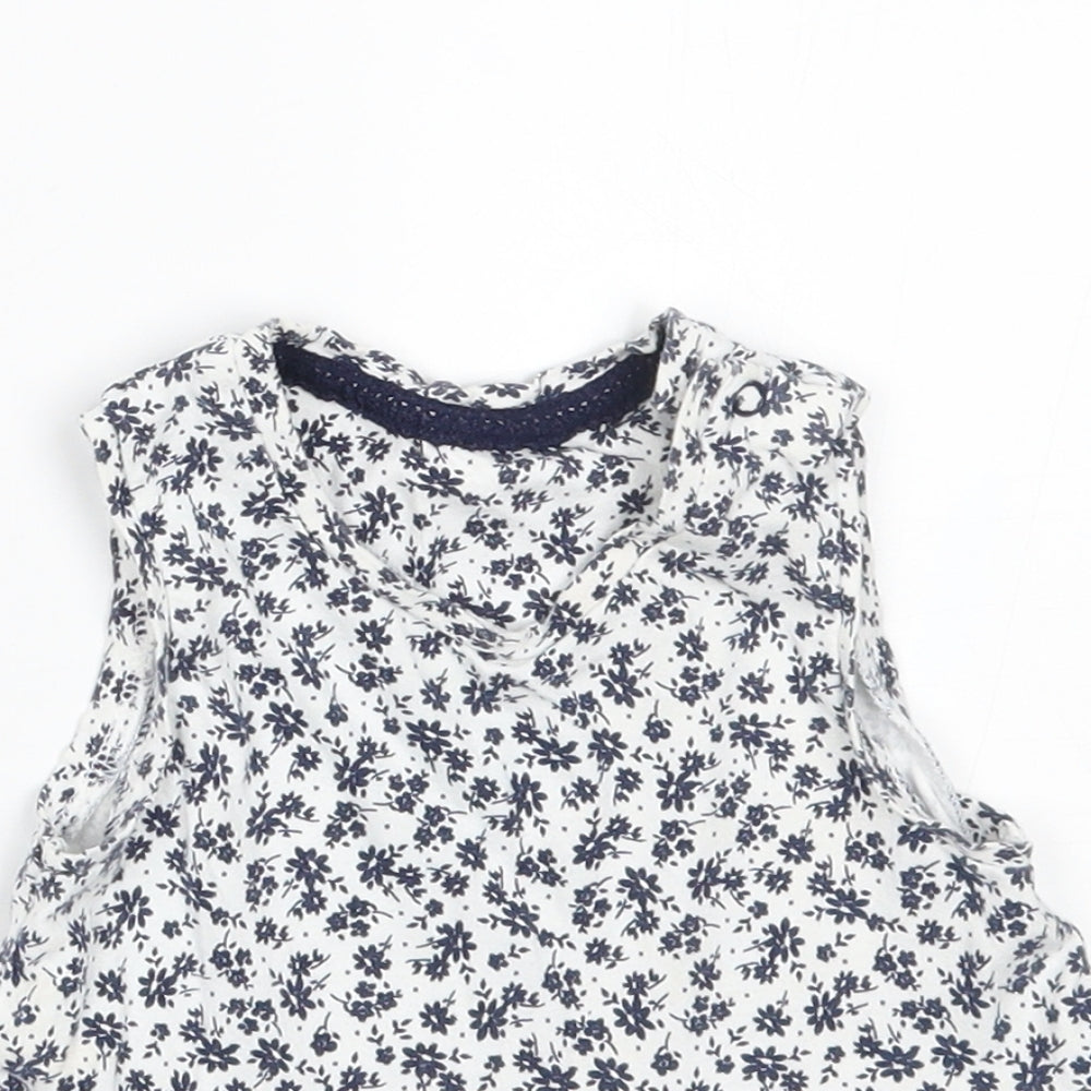 Mothercare Girls Grey Floral  Basic Blouse Size 12-18 Months