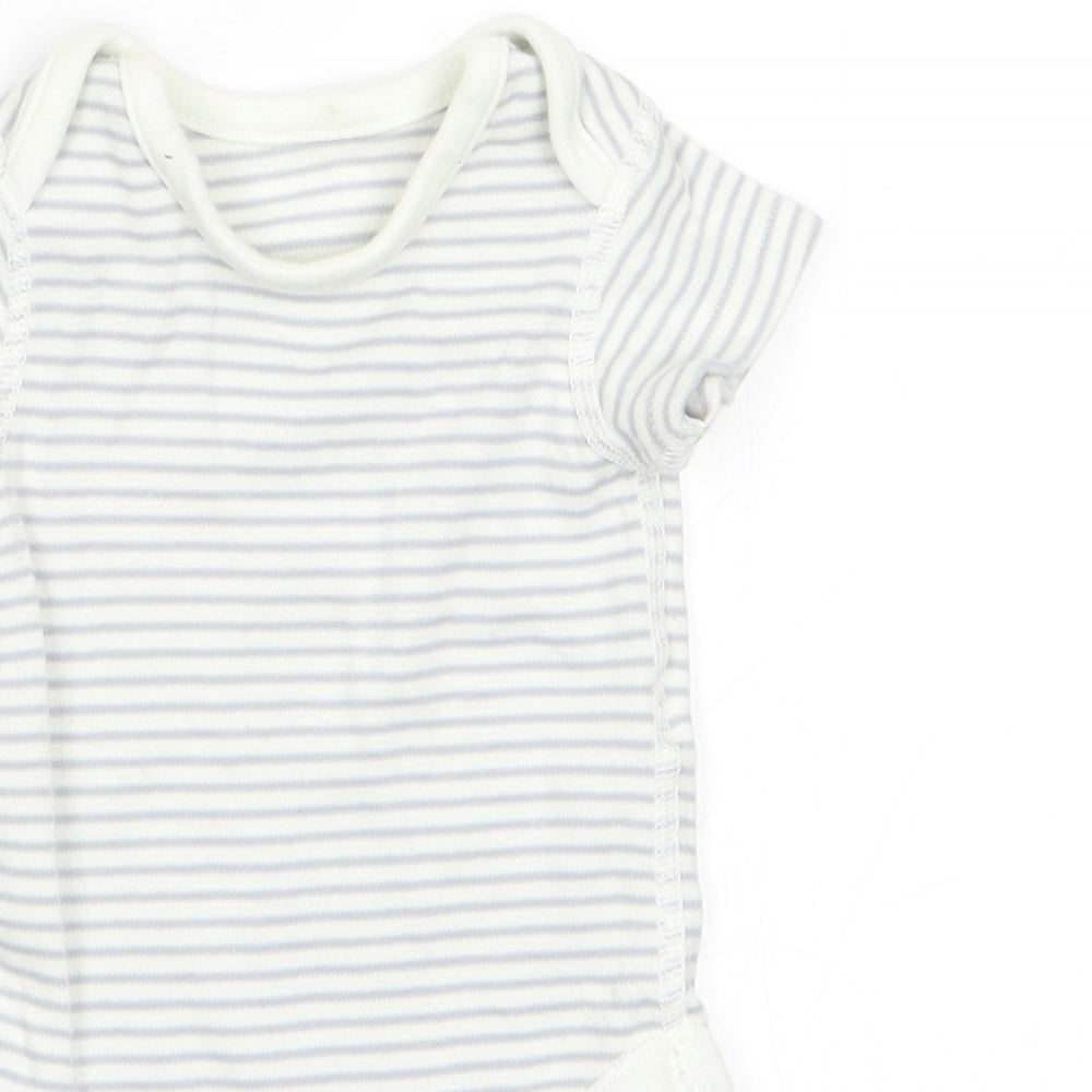 Marks and Spencer Boys Grey Striped  Romper One-Piece Size 0-3 Months