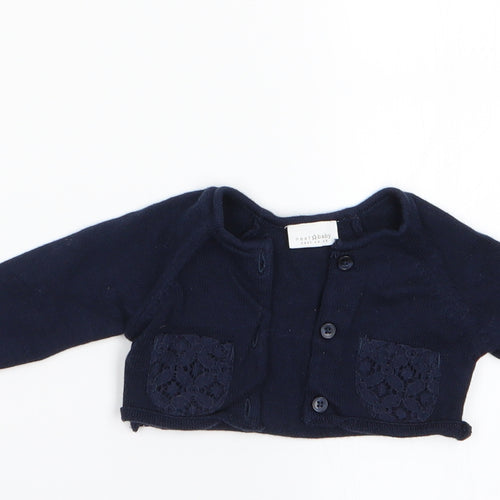 NEXT Girls Blue   Cardigan Jumper   - Lace Back Panel