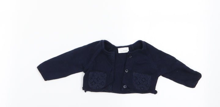 NEXT Girls Blue   Cardigan Jumper   - Lace Back Panel