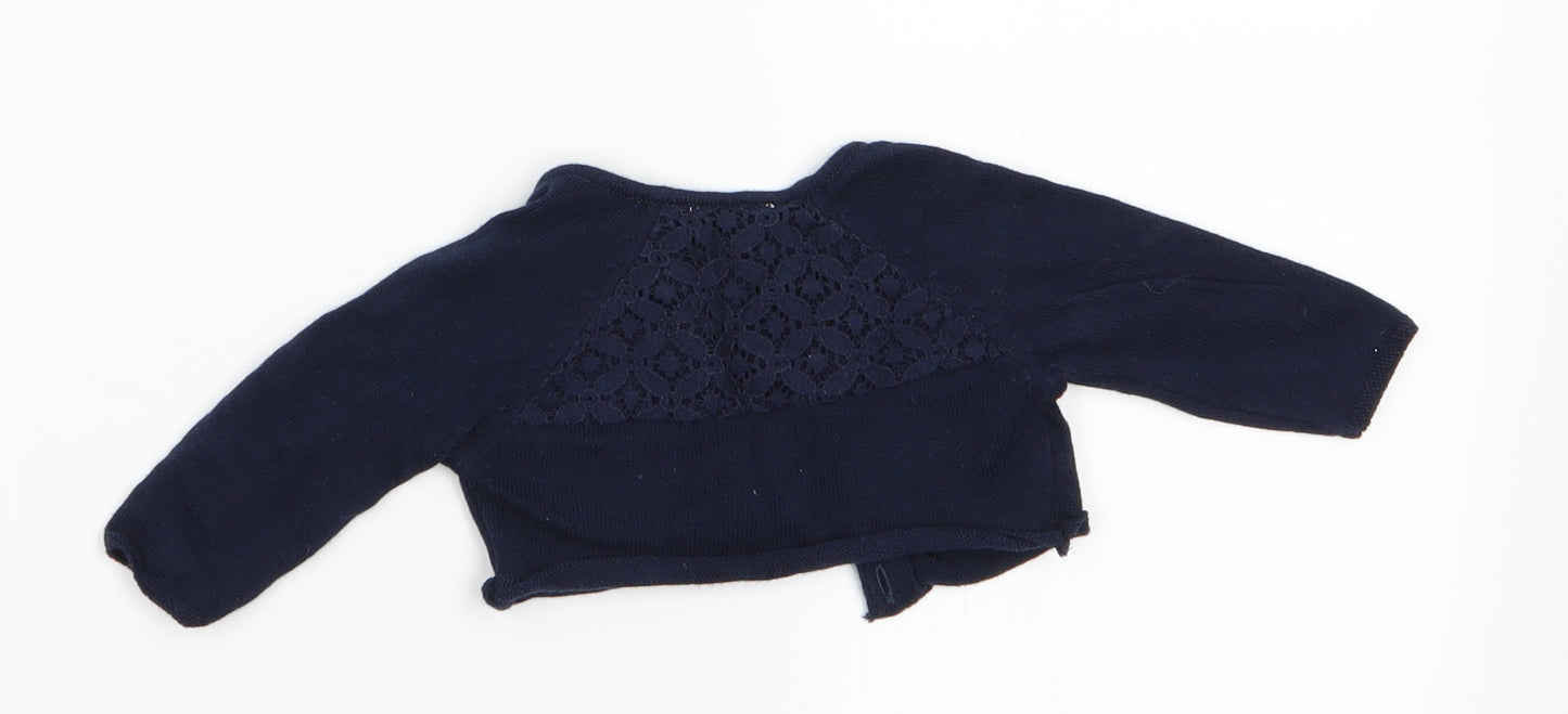 NEXT Girls Blue   Cardigan Jumper   - Lace Back Panel