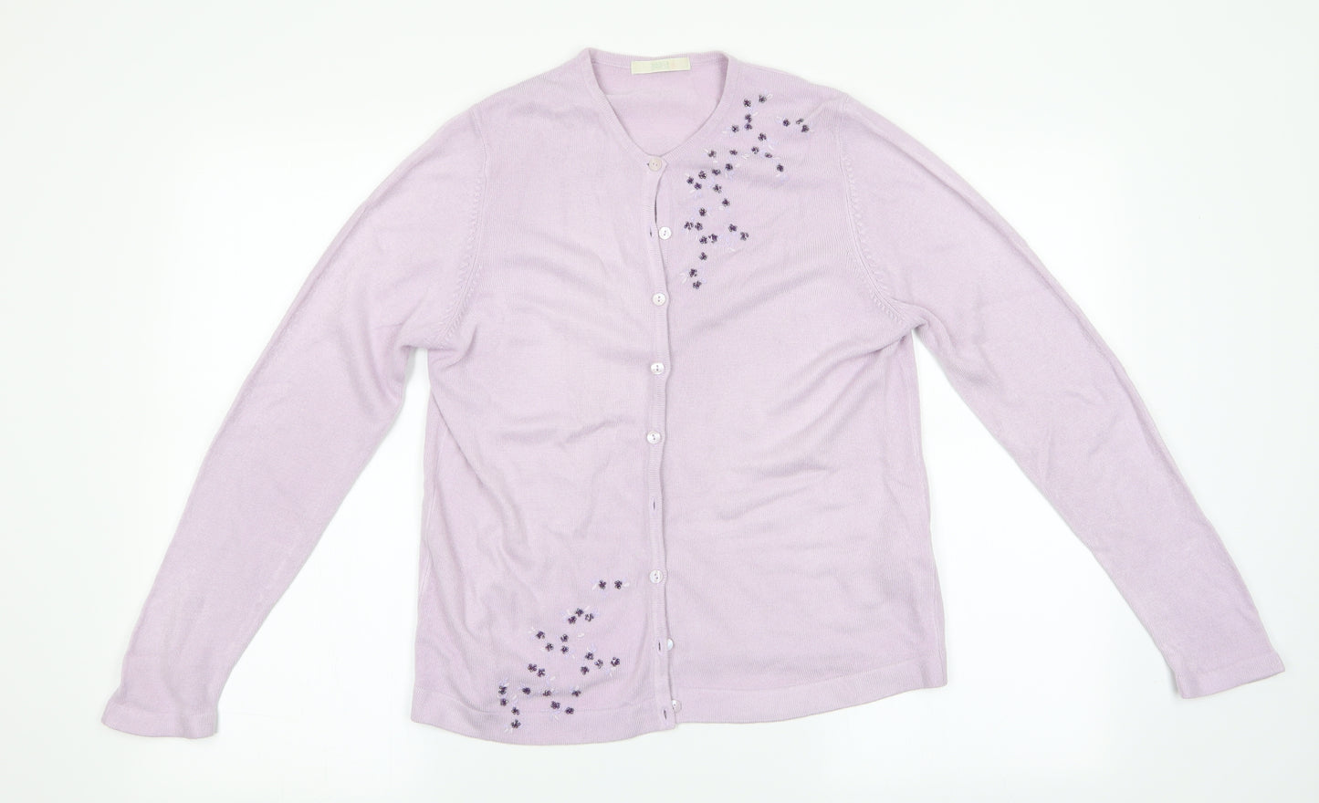 Marks and Spencer Womens Purple Floral  Cardigan Jumper Size 12