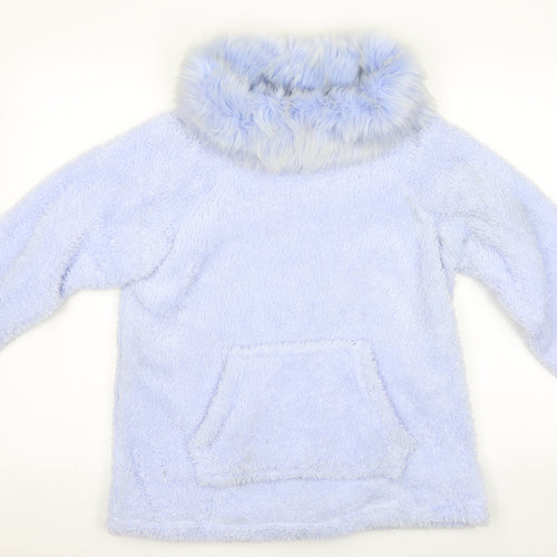 Florence and Fred Womens Blue    Pyjama Top   - Faux Fur Collar