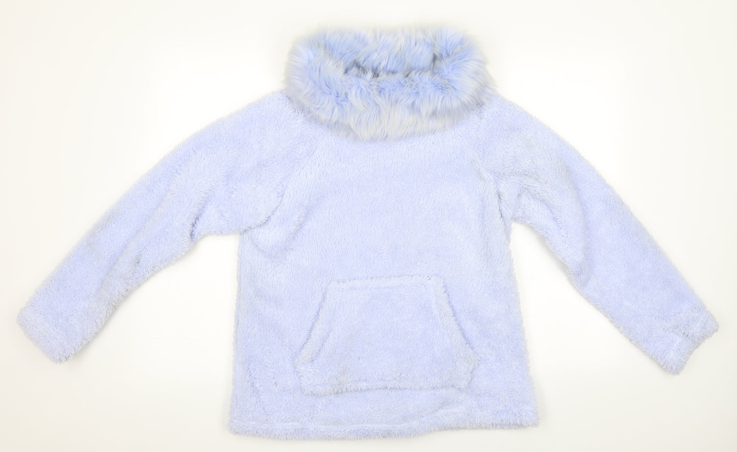 Florence and Fred Womens Blue    Pyjama Top   - Faux Fur Collar