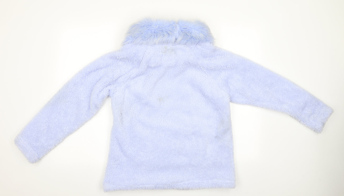 Florence and Fred Womens Blue    Pyjama Top   - Faux Fur Collar