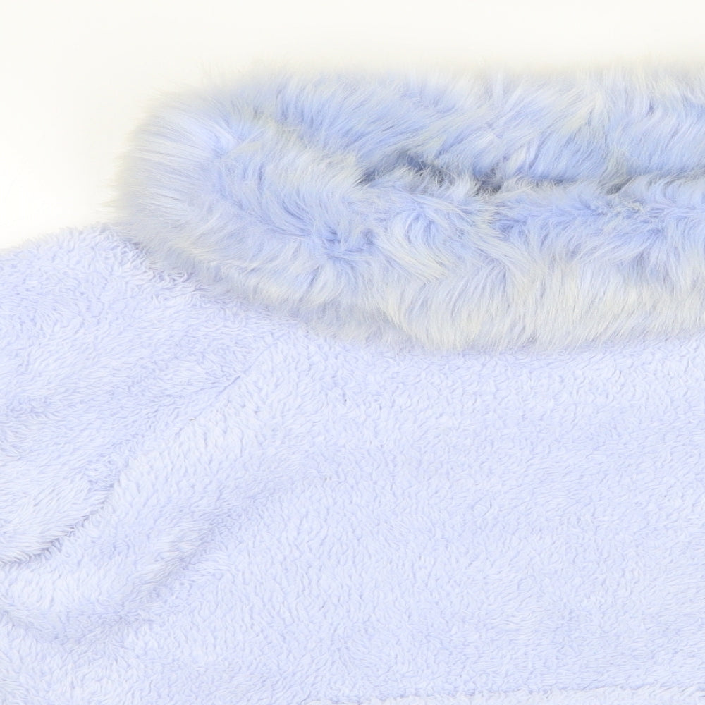 Florence and Fred Womens Blue    Pyjama Top   - Faux Fur Collar