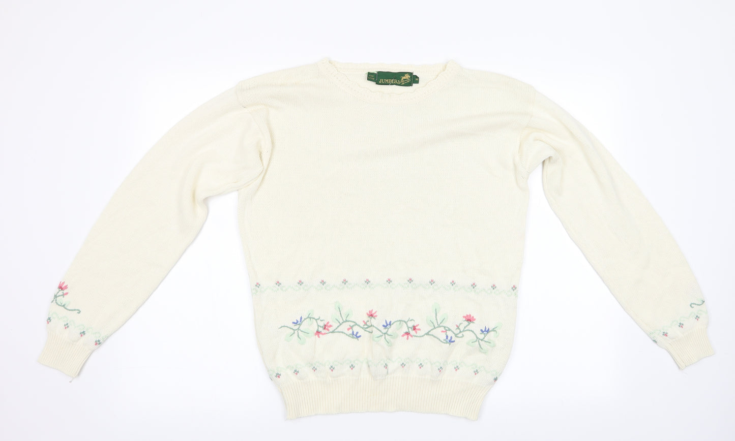 Jumpers Womens Ivory Floral  Pullover Jumper Size M
