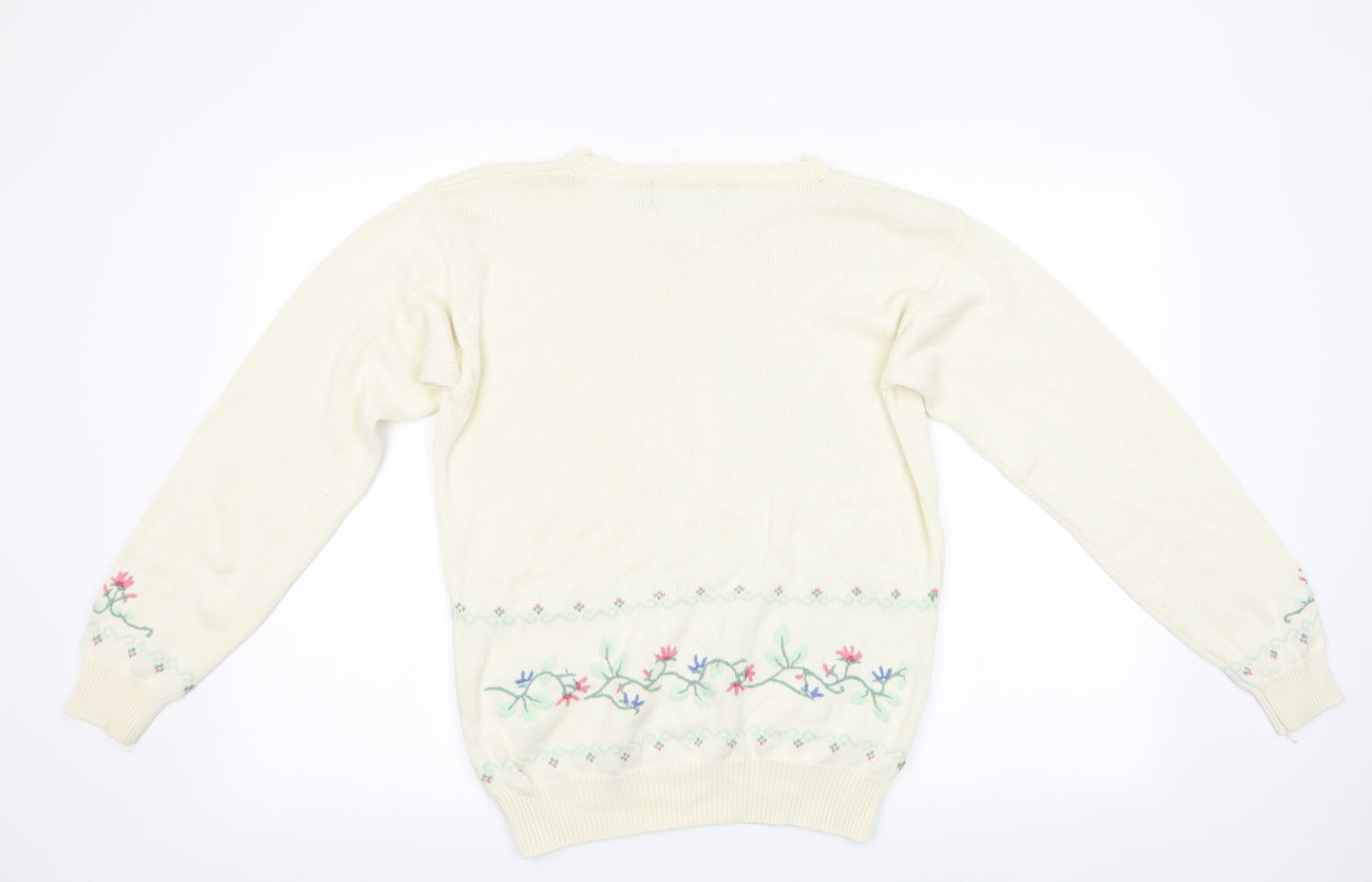 Jumpers Womens Ivory Floral  Pullover Jumper Size M