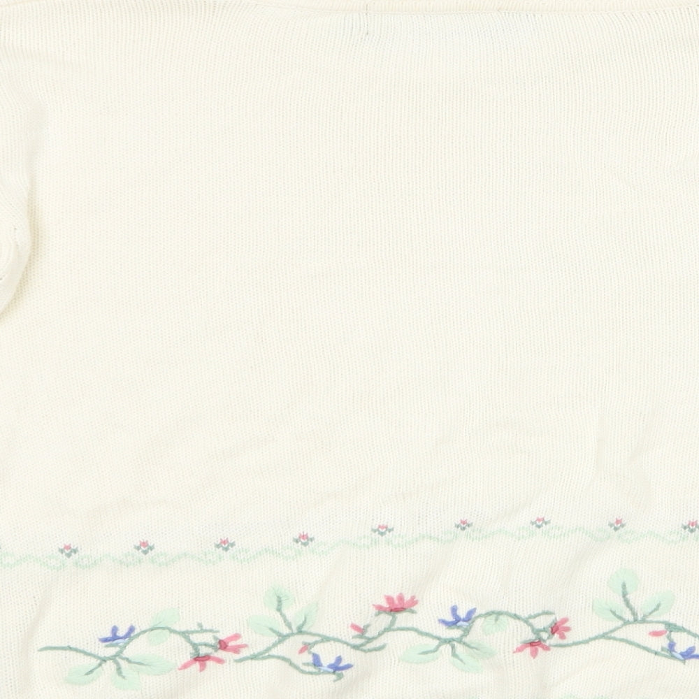Jumpers Womens Ivory Floral  Pullover Jumper Size M