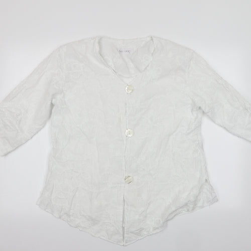 New Jersey Womens White Floral  Basic Blouse Size M