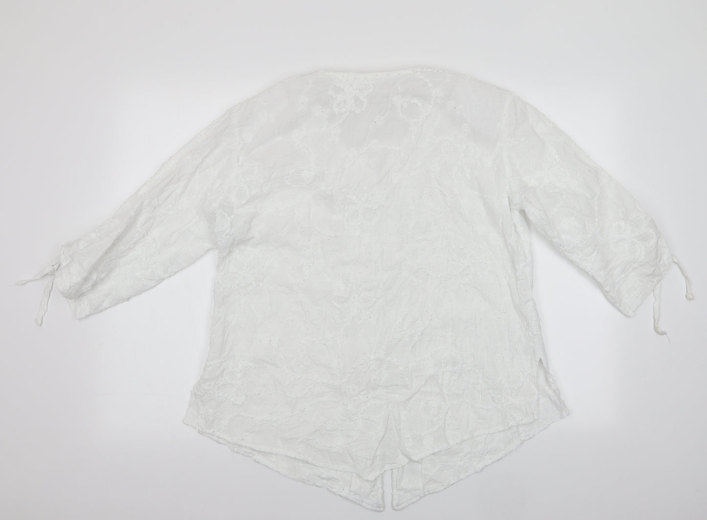 New Jersey Womens White Floral  Basic Blouse Size M