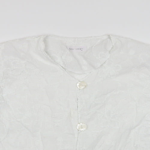 New Jersey Womens White Floral  Basic Blouse Size M