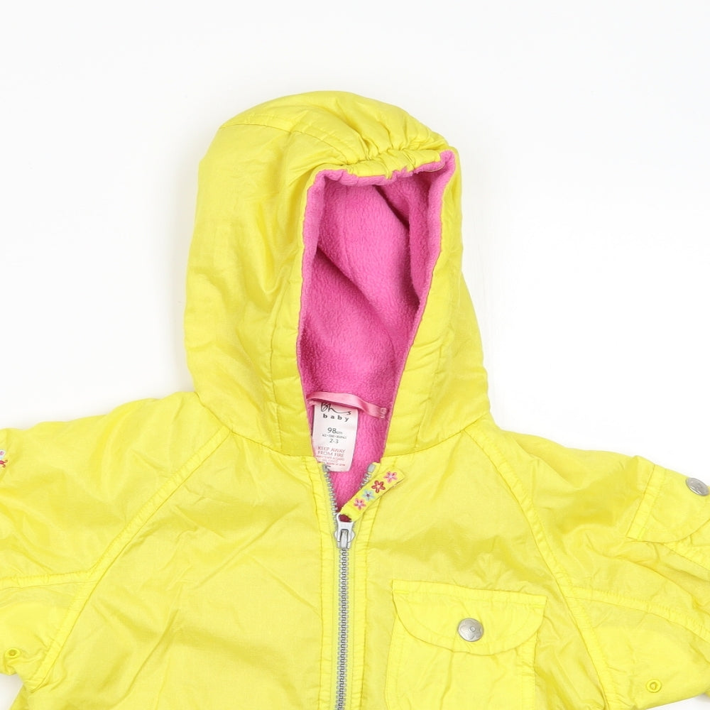 BHS Baby Girls Yellow   Jacket Coat Size 2-3 Years  - Fleece Lined