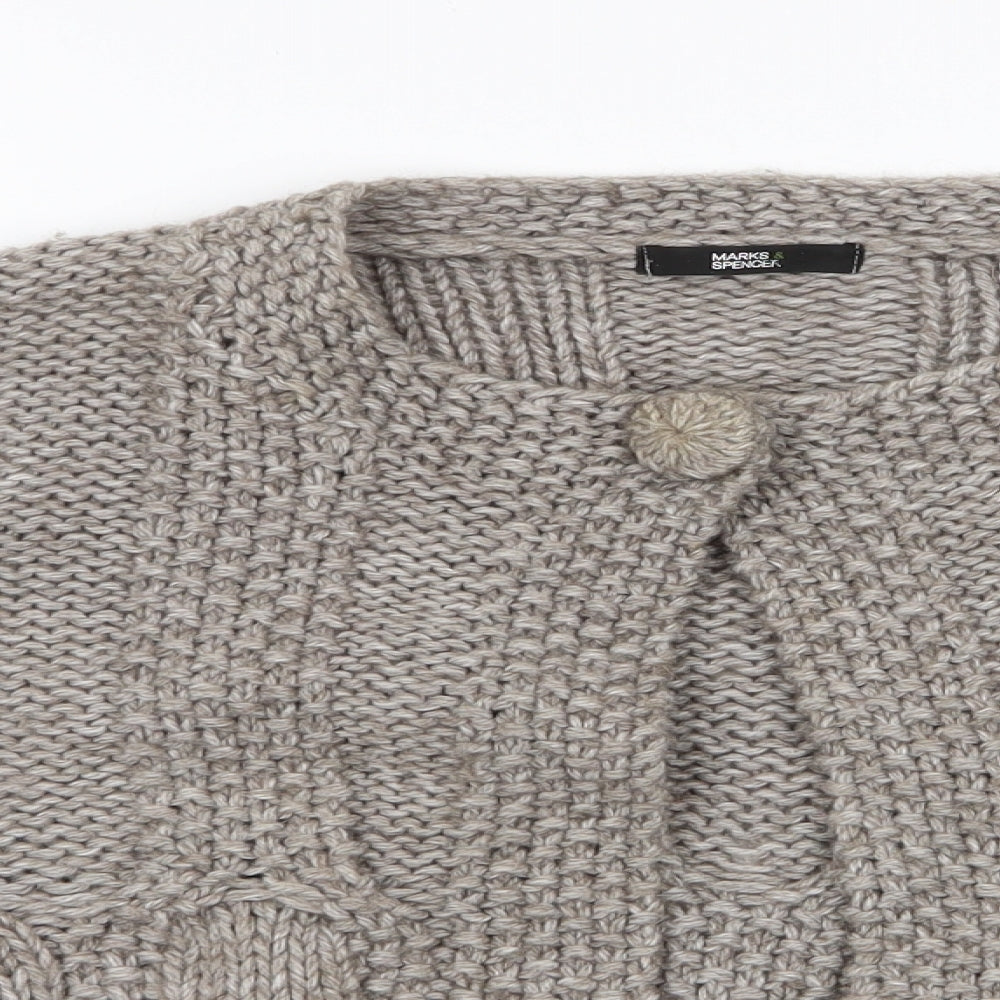 Marks and Spencer Womens Brown   Cardigan Jumper Size 10  - Chunky knit