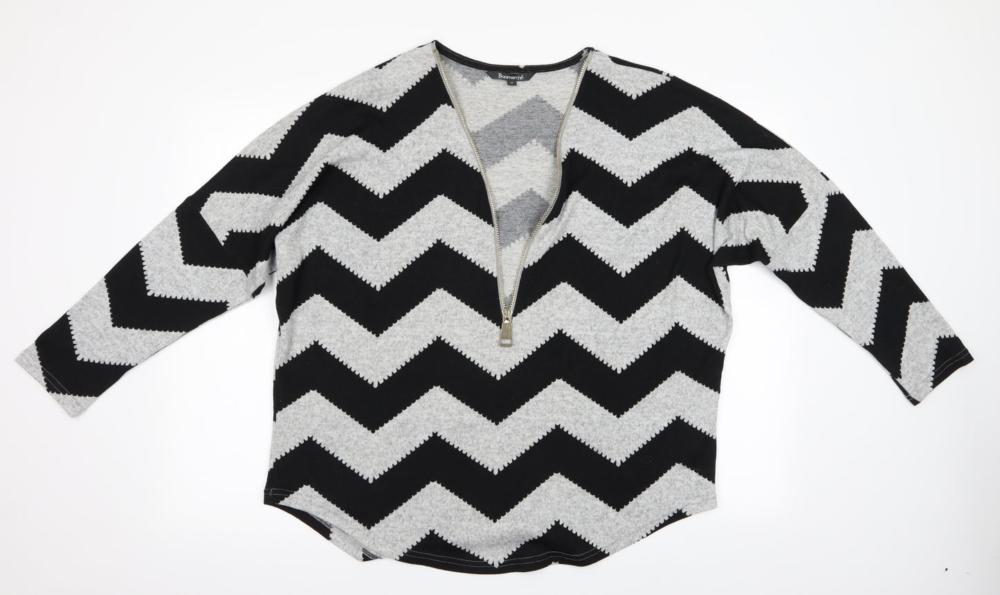 Bonmarché Womens Black Striped  Pullover Jumper Size M