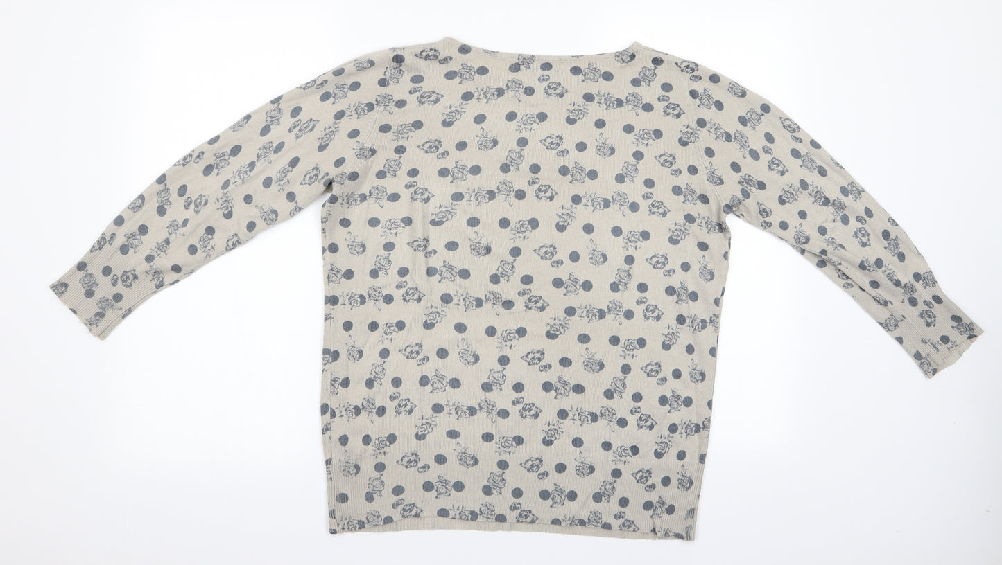 NEXT Womens Beige Floral  Pullover Jumper Size 14