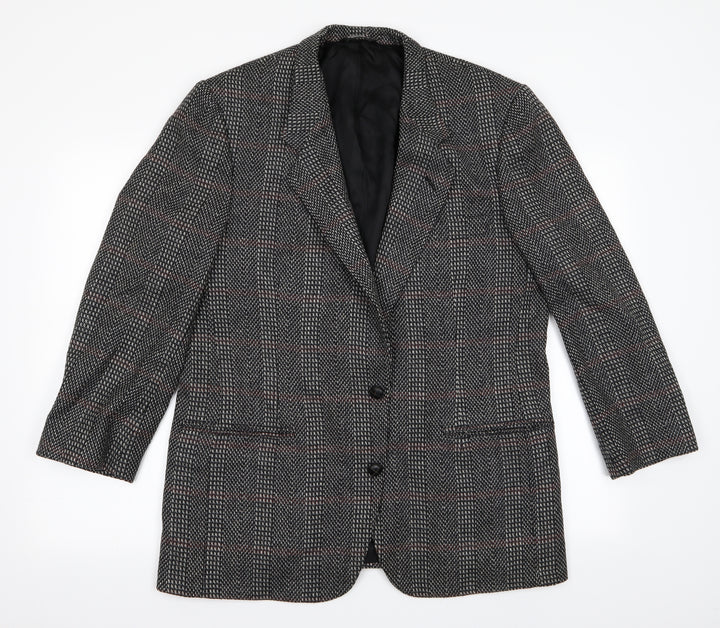 Nino Cerruti Mens Black Herringbone  Jacket Blazer
