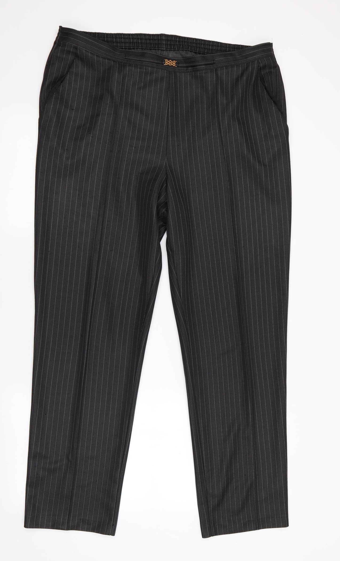 Marks and Spencer Womens Black Striped  Trousers  Size 18 L30 in