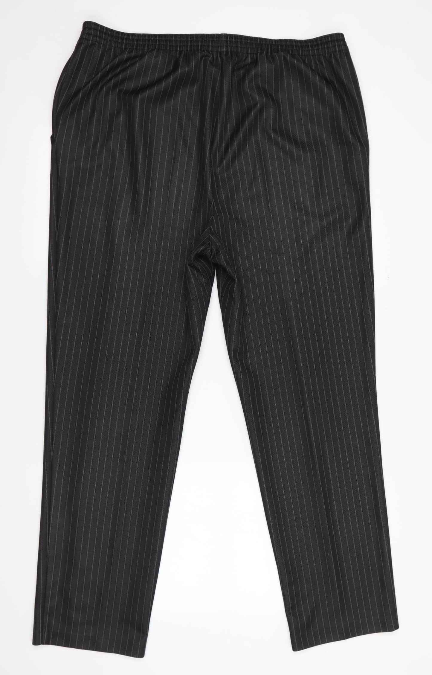 Marks and Spencer Womens Black Striped  Trousers  Size 18 L30 in