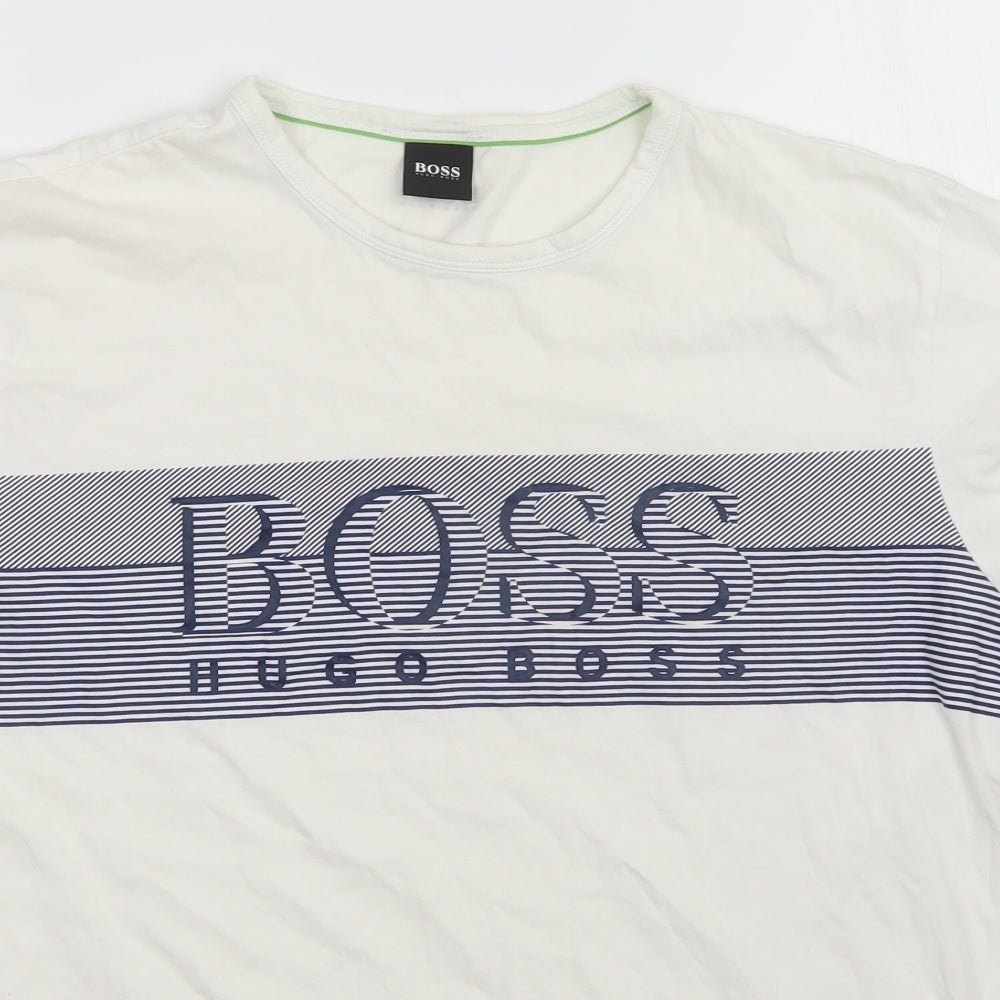 Hugo Mens White Striped   T-Shirt Size L