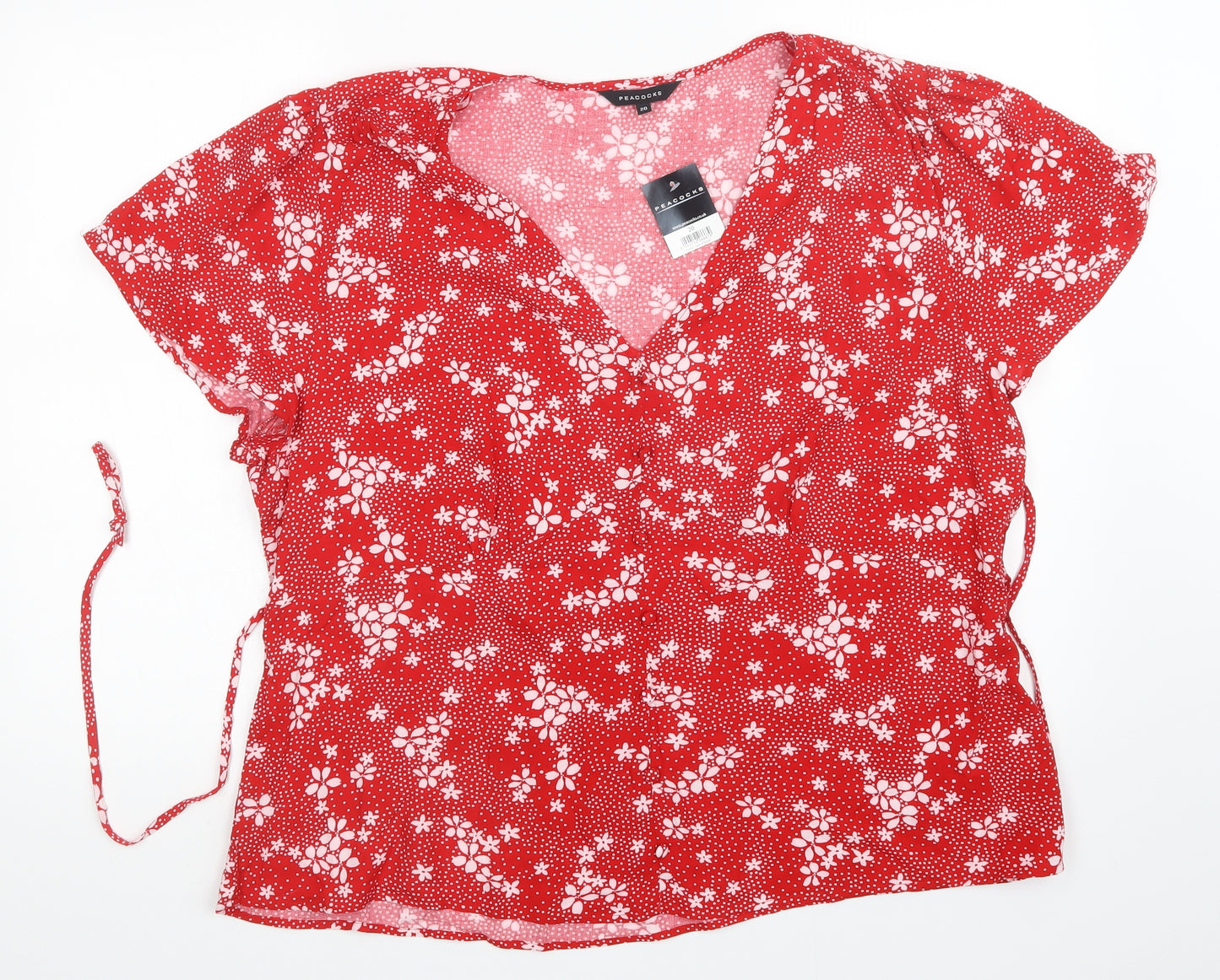 Peacocks Womens Red Floral  Basic Blouse Size 20