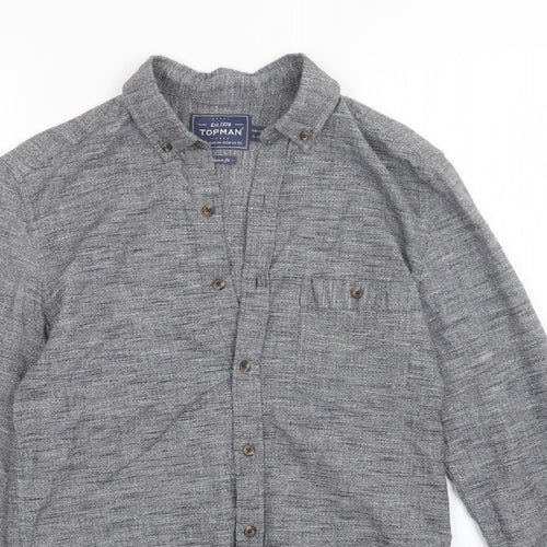 Topman Mens Grey    Button-Up Size XS