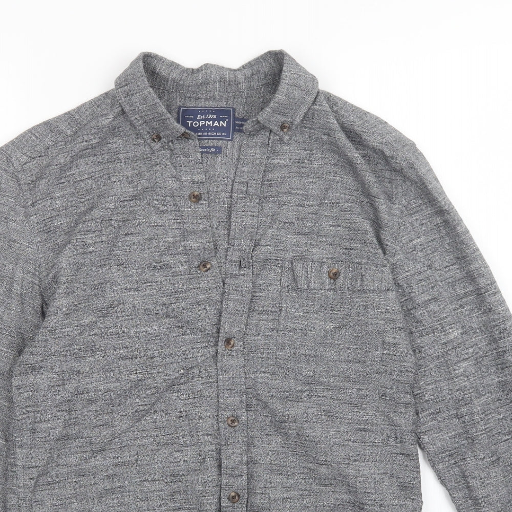 Topman Mens Grey    Button-Up Size XS