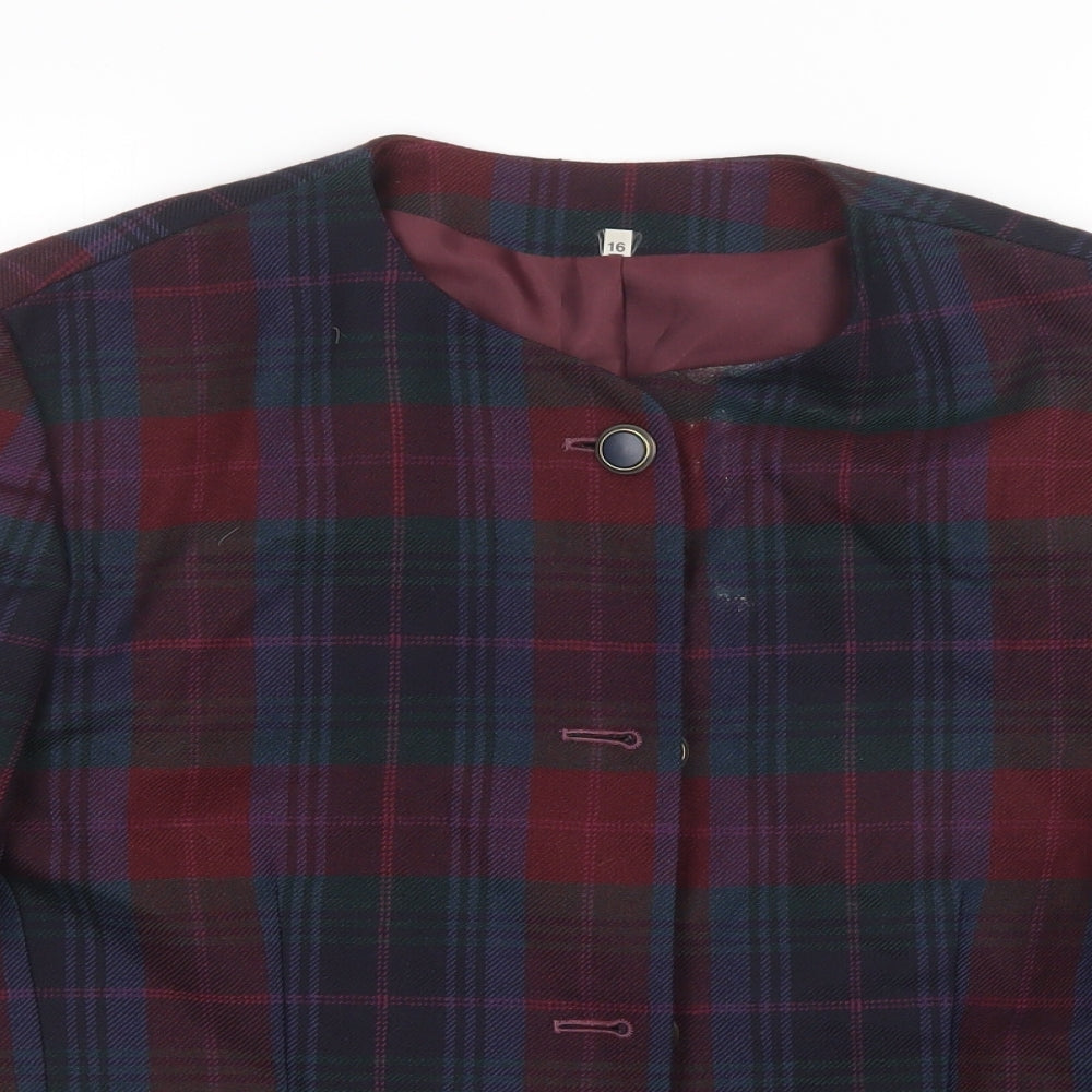 Preworn Womens Multicoloured Plaid  Jacket Blazer Size 16