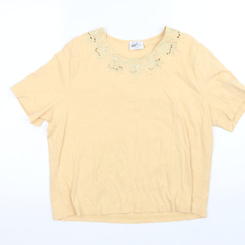 Eastex Womens Orange Floral  Basic T-Shirt Size 18